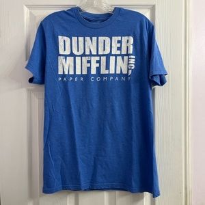 The Office Distressed Dunder Mifflin Blue T-Shirt Medium